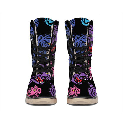 Colorful Tiger Head Pattern Print Winter Boots