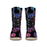Colorful Tiger Head Pattern Print Winter Boots