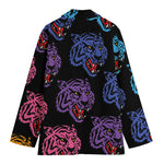 Colorful Tiger Head Pattern Print Women's Blazer