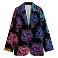 Colorful Tiger Head Pattern Print Women's Cotton Blazer