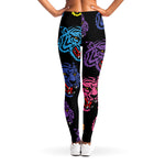 Colorful Tiger Head Pattern Print Women's Leggings
