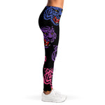 Colorful Tiger Head Pattern Print Women's Leggings