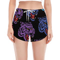 Colorful Tiger Head Pattern Print Women's Split Running Shorts