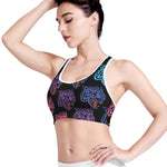Colorful Tiger Head Pattern Print Women's Sports Bra