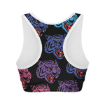 Colorful Tiger Head Pattern Print Women's Sports Bra