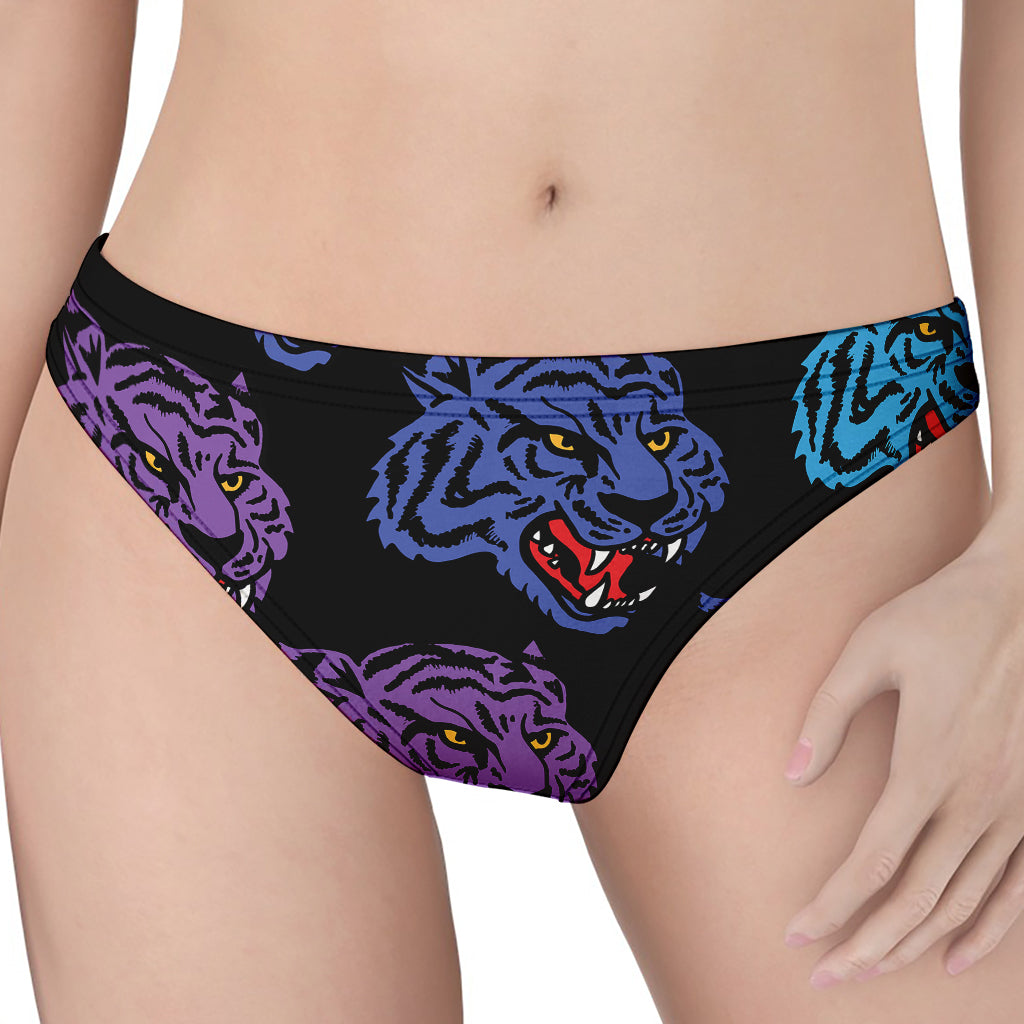 Colorful Tiger Head Pattern Print Women's Thong