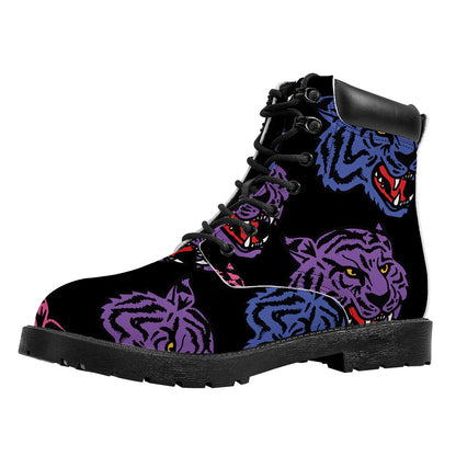 Colorful Tiger Head Pattern Print Work Boots