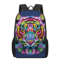 Colorful Tiger Portrait Print 17 Inch Backpack