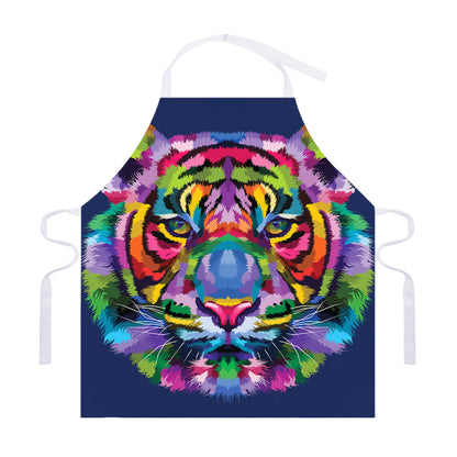 Colorful Tiger Portrait Print Adjustable Apron