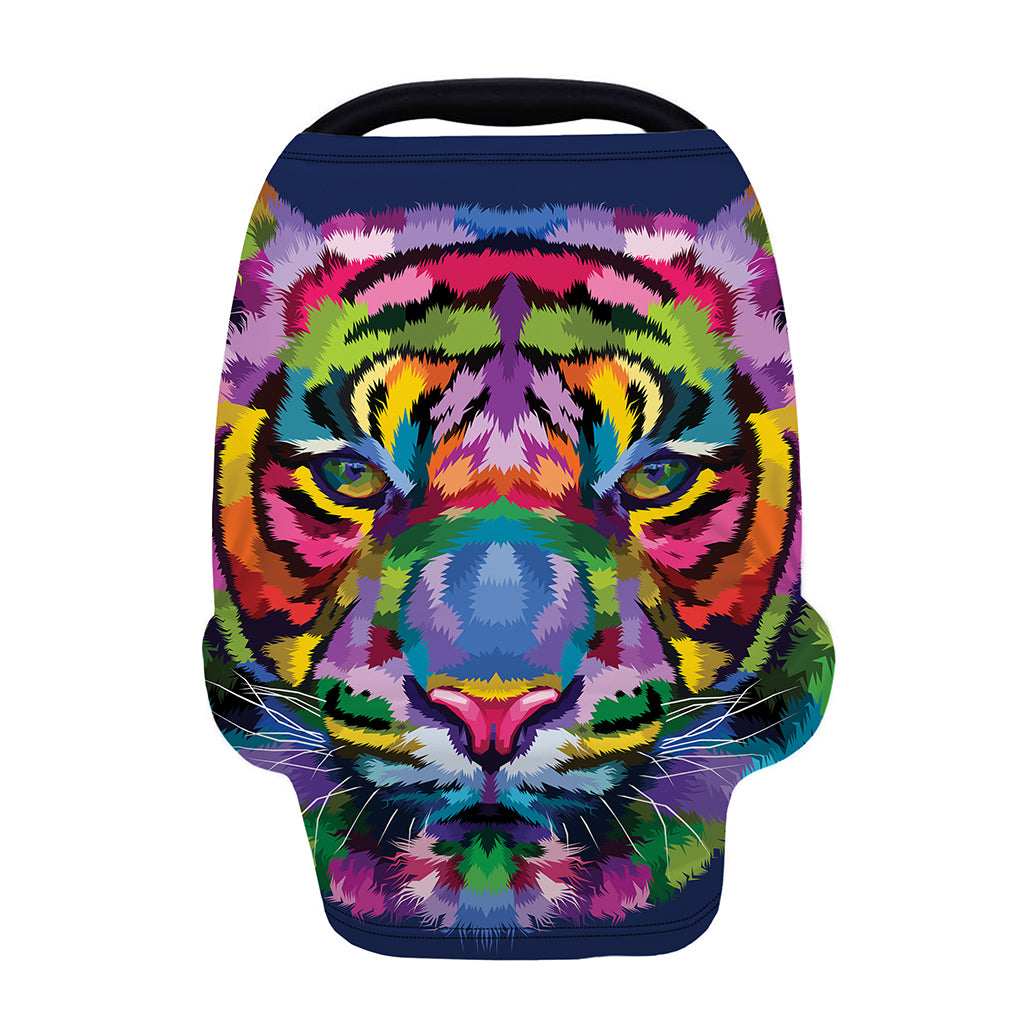 Colorful Tiger Portrait Print Baby Seat Cover