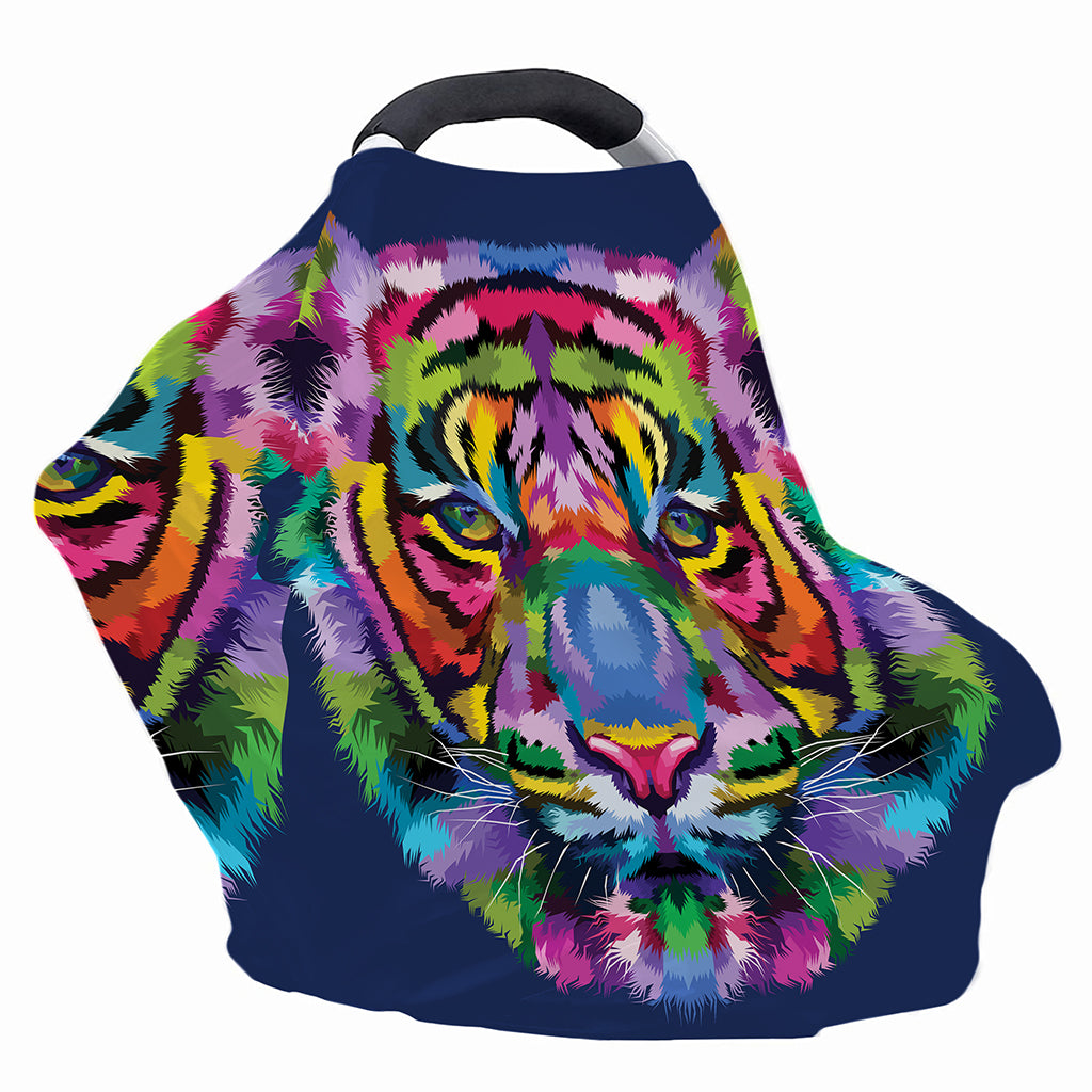 Colorful Tiger Portrait Print Baby Seat Cover