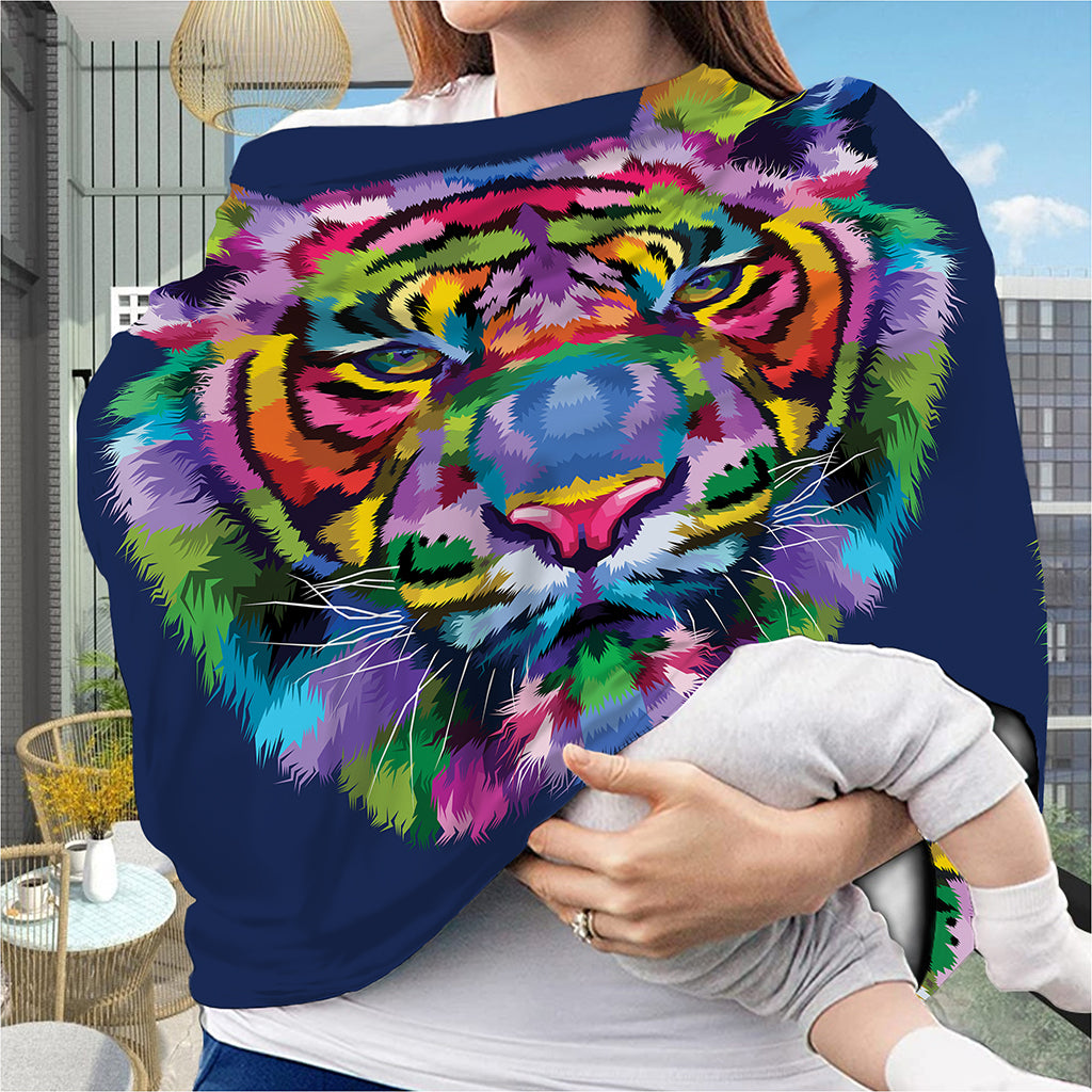 Colorful Tiger Portrait Print Baby Seat Cover