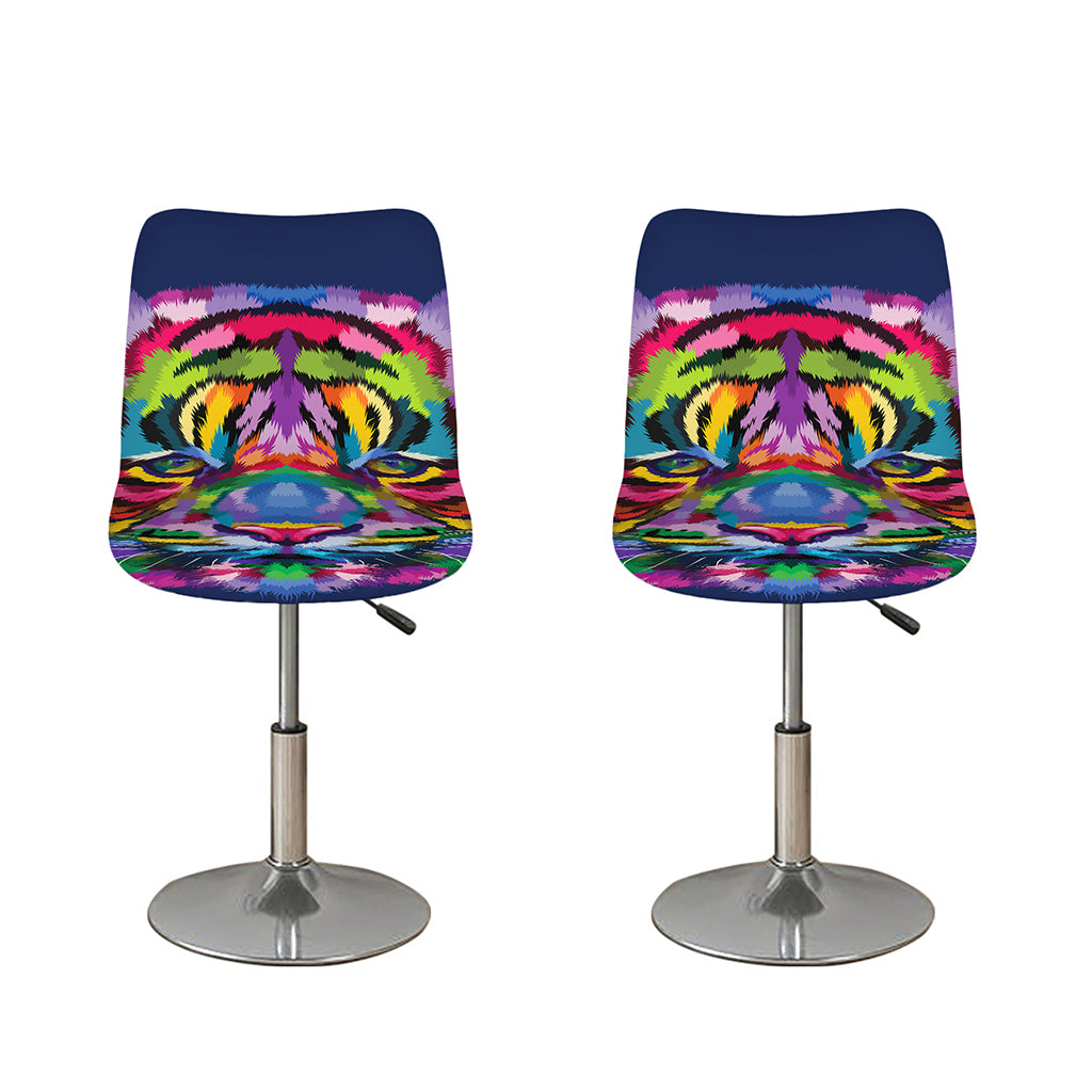 Colorful Tiger Portrait Print Bar Stool Covers