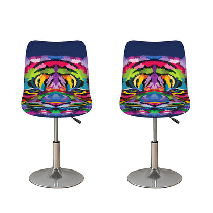Colorful Tiger Portrait Print Bar Stool Covers