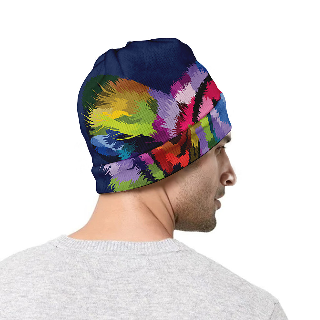 Colorful Tiger Portrait Print Beanie