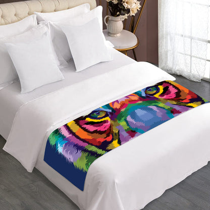 Colorful Tiger Portrait Print Bed Runner