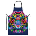 Colorful Tiger Portrait Print Bib Apron With Pocket