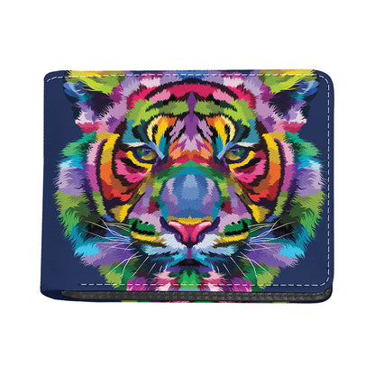 Colorful Tiger Portrait Print Bifold Wallet