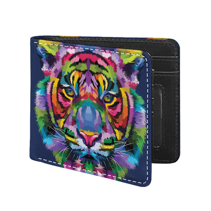Colorful Tiger Portrait Print Bifold Wallet