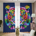 Colorful Tiger Portrait Print Dimout Pencil Pleat Curtains