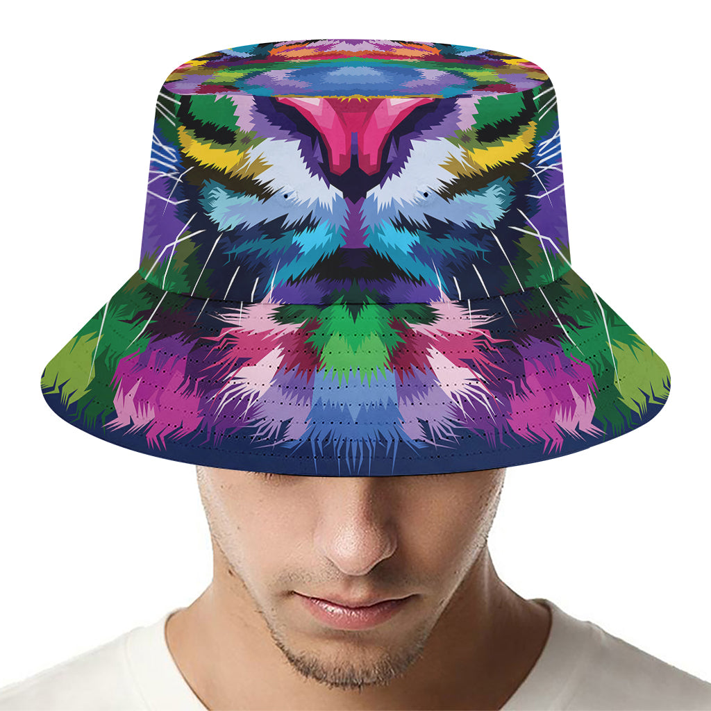 Colorful Tiger Portrait Print Bucket Hat