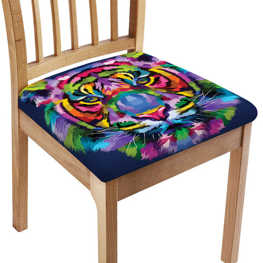 Colorful Tiger Portrait Print Chair Cushion Cover