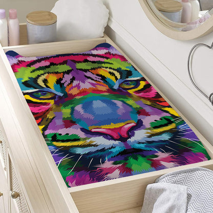 Colorful Tiger Portrait Print Changing Pad Cover