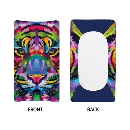 Colorful Tiger Portrait Print Changing Pad Cover