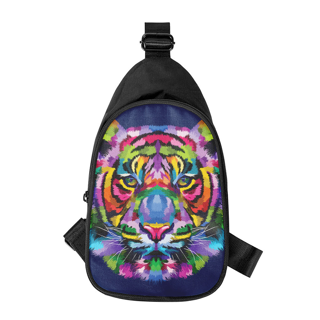 Colorful Tiger Portrait Print Chest Bag