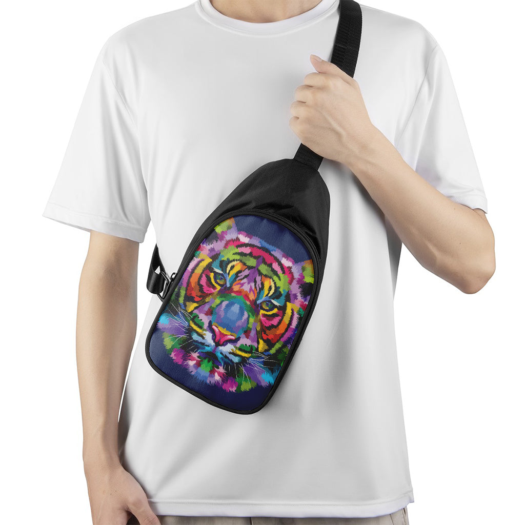Colorful Tiger Portrait Print Chest Bag