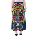 Colorful Tiger Portrait Print Chiffon Maxi Skirt
