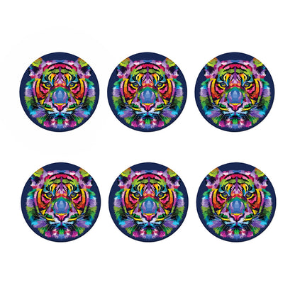 Colorful Tiger Portrait Print Coaster Set
