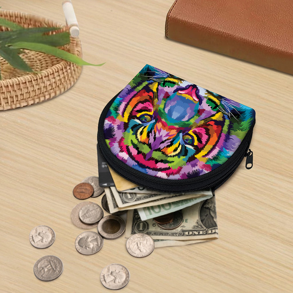 Colorful Tiger Portrait Print Coin Purse