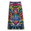 Colorful Tiger Portrait Print Cotton Front Slit Maxi Skirt