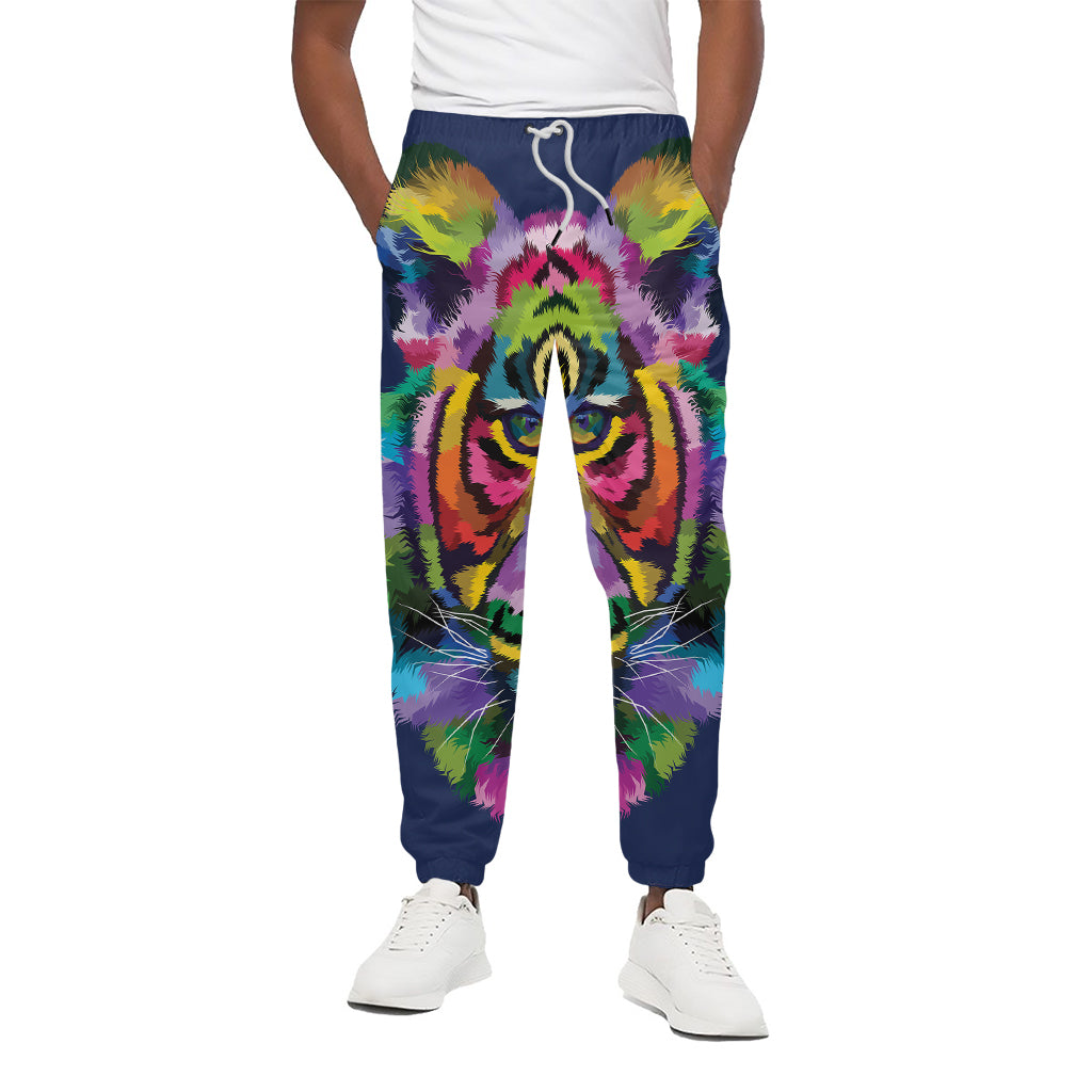 Colorful Tiger Portrait Print Cotton Pants