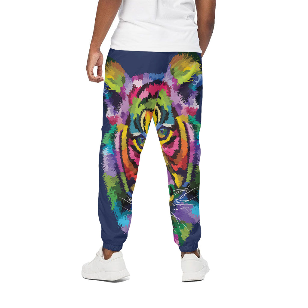 Colorful Tiger Portrait Print Cotton Pants