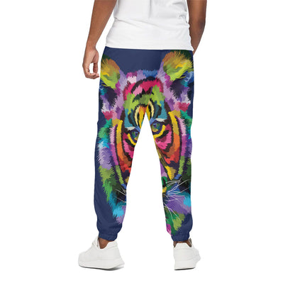 Colorful Tiger Portrait Print Cotton Pants
