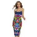 Colorful Tiger Portrait Print Cross Back Cami Dress