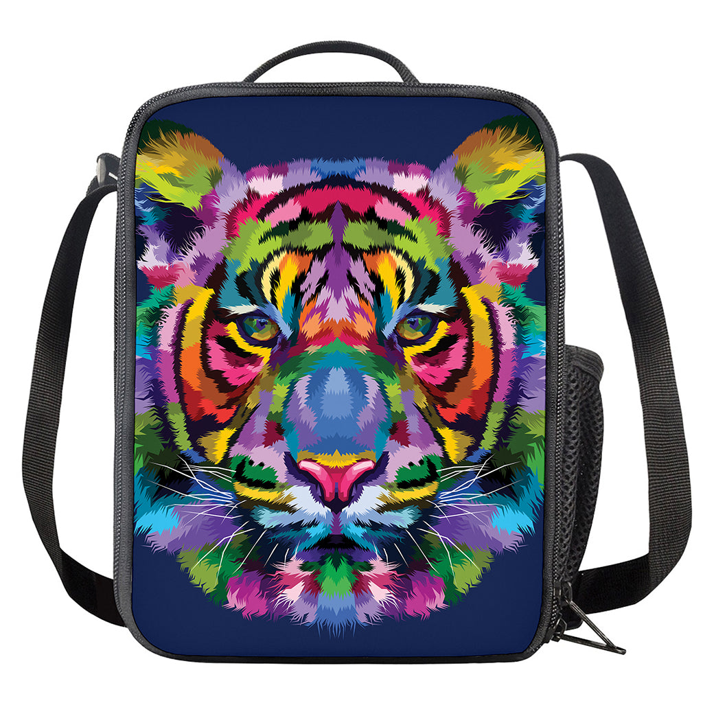 Colorful Tiger Portrait Print Crossbody Lunch Bag