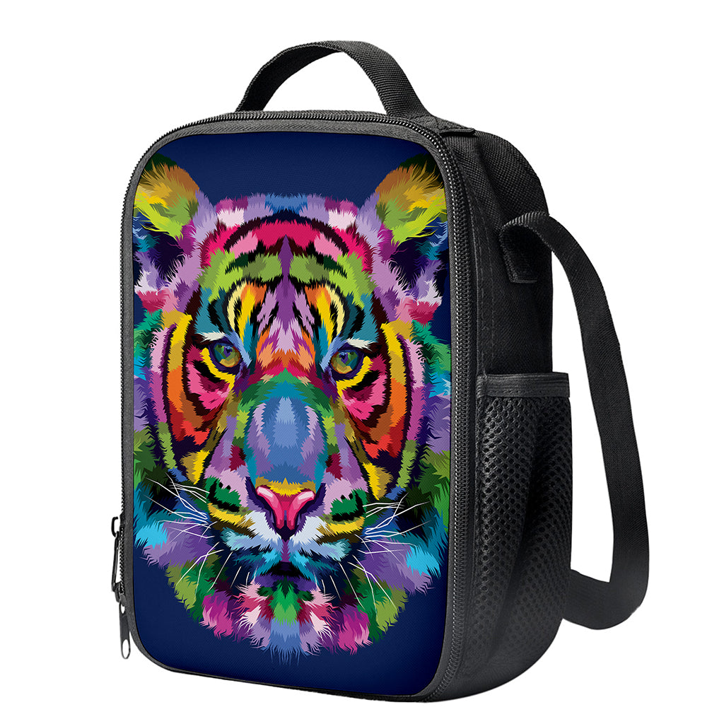 Colorful Tiger Portrait Print Crossbody Lunch Bag