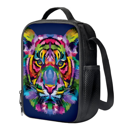 Colorful Tiger Portrait Print Crossbody Lunch Bag