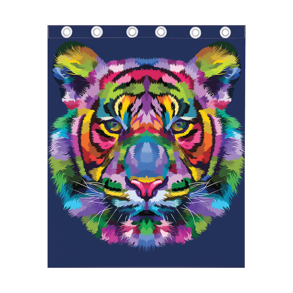 Colorful Tiger Portrait Print Curtain