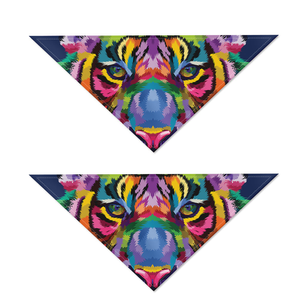 Colorful Tiger Portrait Print Dog Bandana