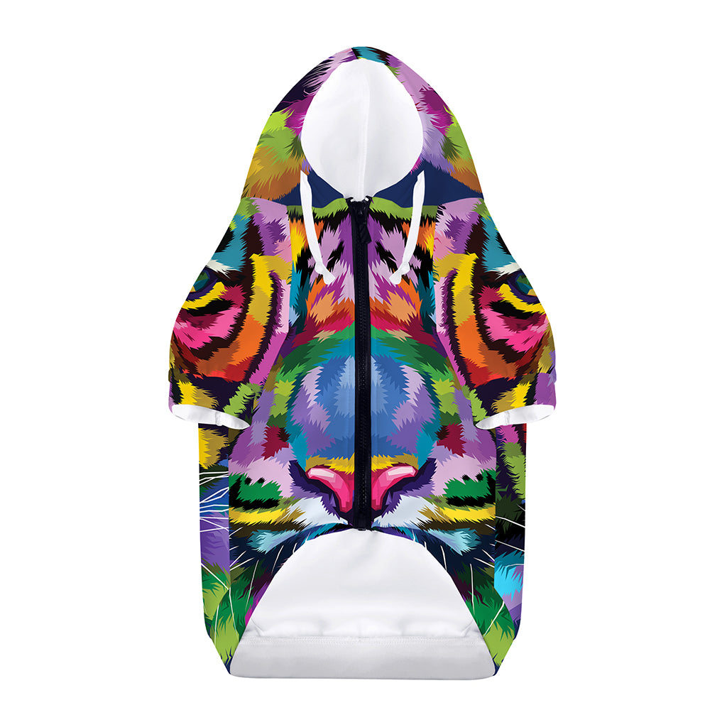Colorful Tiger Portrait Print Dog Zip Up Hoodie