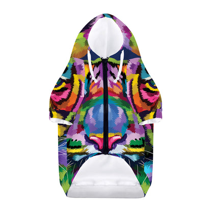 Colorful Tiger Portrait Print Dog Zip Up Hoodie