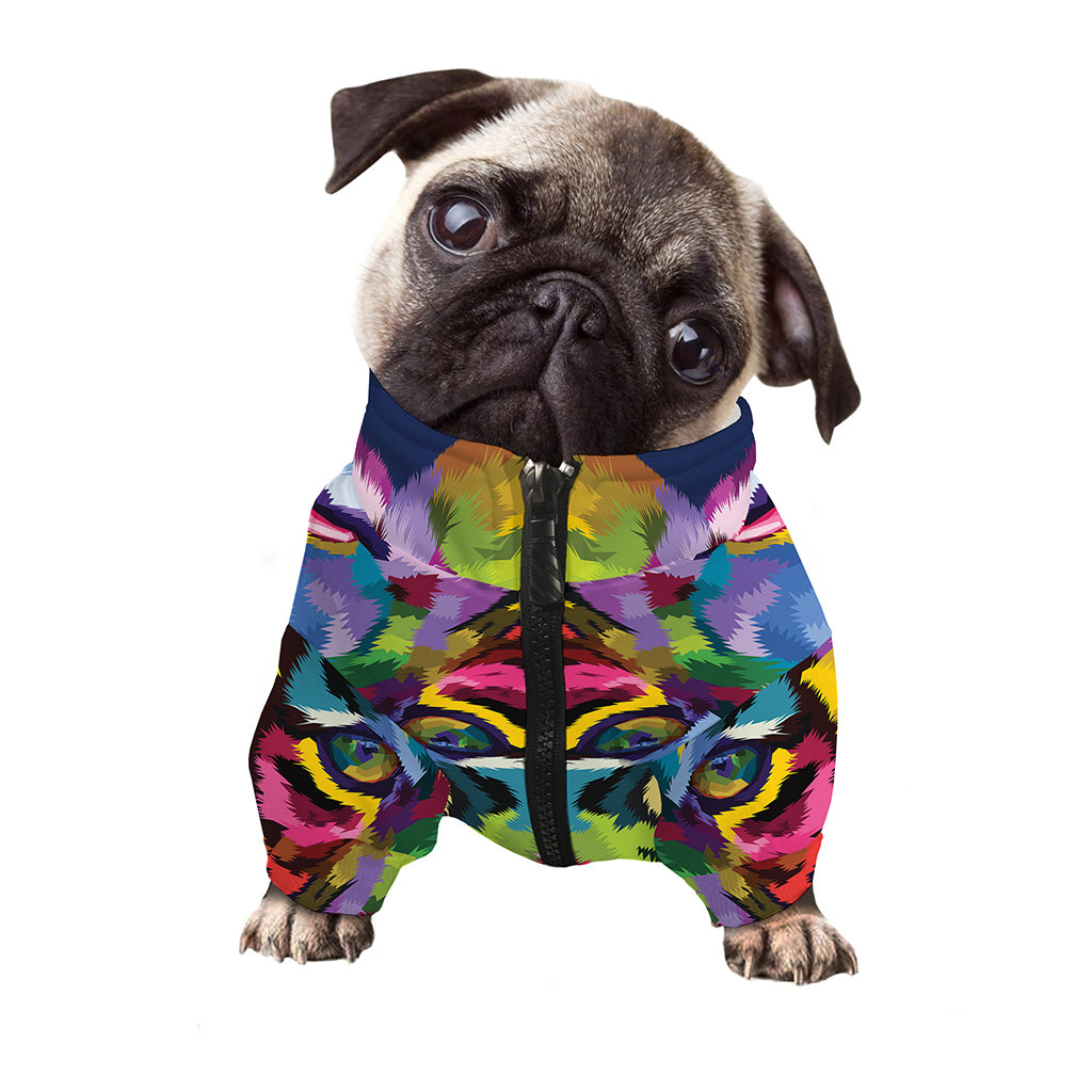 Colorful Tiger Portrait Print Dog Zip Up Jacket