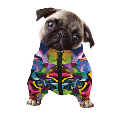 Colorful Tiger Portrait Print Dog Zip Up Jacket