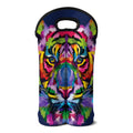 Colorful Tiger Portrait Print Double Neoprene Wine Tote
