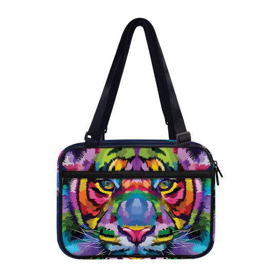 Colorful Tiger Portrait Print Double Strap Bible Bag