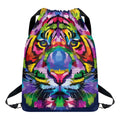 Colorful Tiger Portrait Print Drawstring Backpack